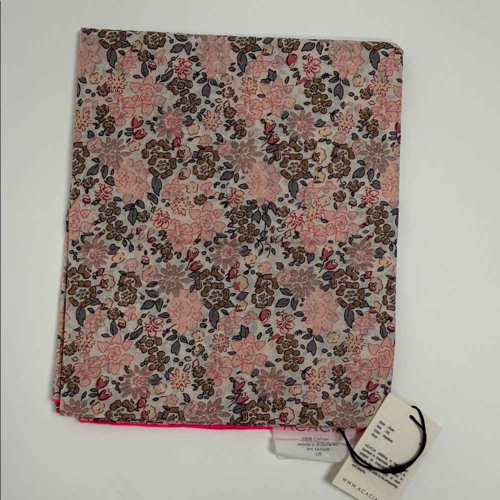 NWT- Acacia Swimwear Floral Scarf in Pink and Brown